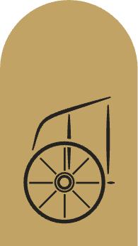 Arch architectural form in Antique Gold with carbon chariot