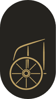 Capsule architectural form in Carbon with gold chariot