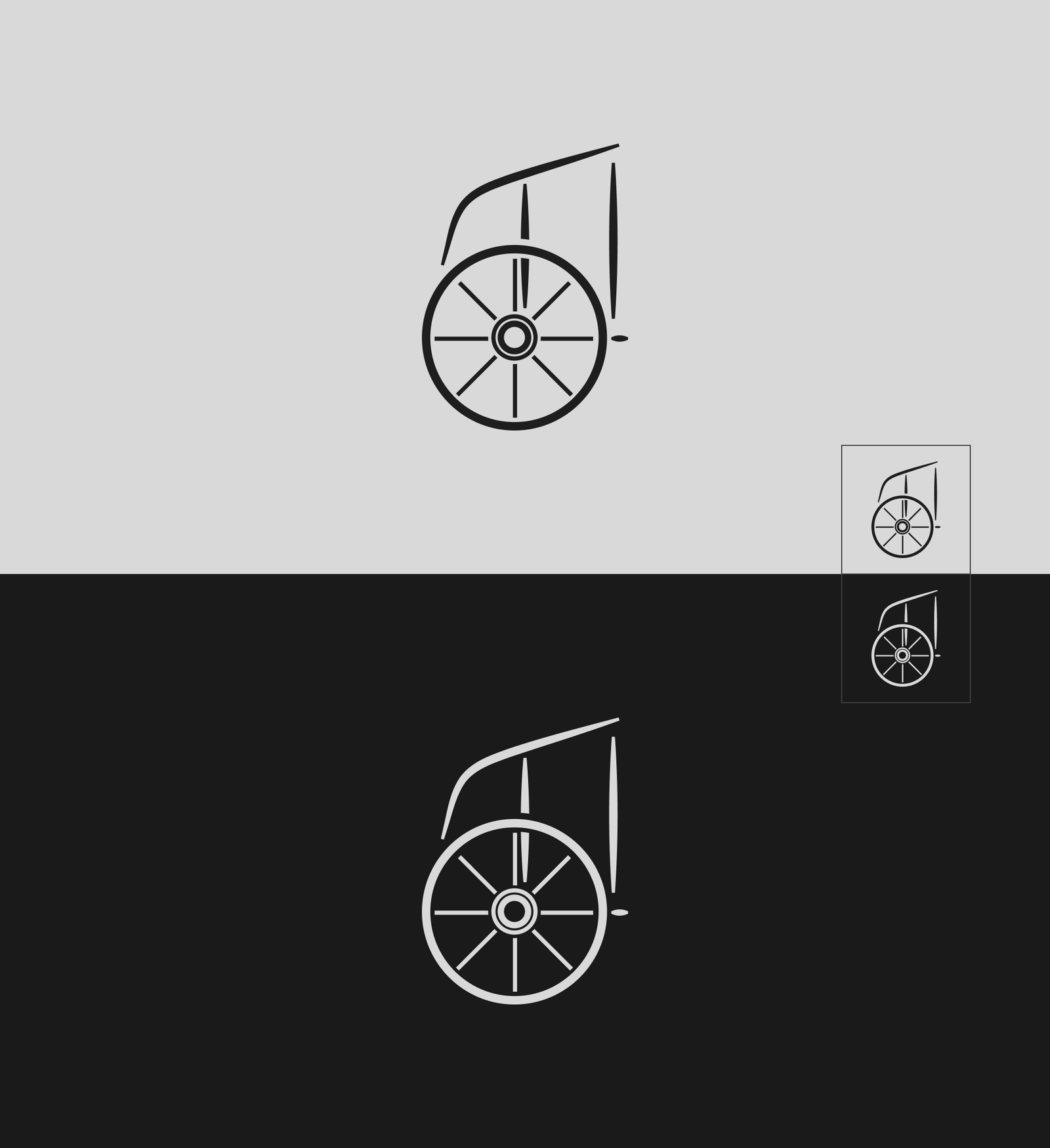 Golden Axle symbol at large and minimum size on light and carbon backgrounds